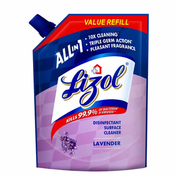 Lizol All In 1 Disinfectant Surface & Floor Cleaner Refill Pack - Lavender Kills 99.9% Germs 1.8 L
