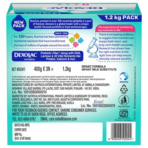 Dexolac 1 | Infant Formula | Upto 6 Months | Powder | Box 1.2 Kg