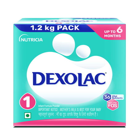 Dexolac Infant Formula Powder Stage 1 (Upto 6 Months) | With Fos And 36 Vital Nutrients 1.2 Kg