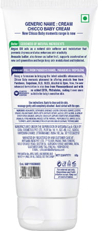 Chicco Baby Moments Baby Cream With Natural Ingredients Nourishment For Baby Soft Skin 0m+ (50 G)