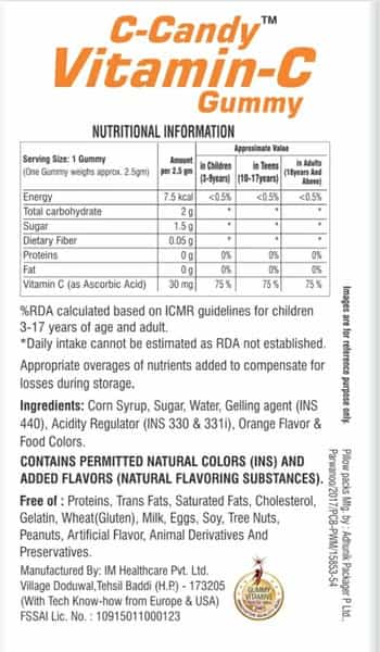 Dr. Morepen C-Candy Vitamin C Gummies With Orange Flavour (30 Gummy)