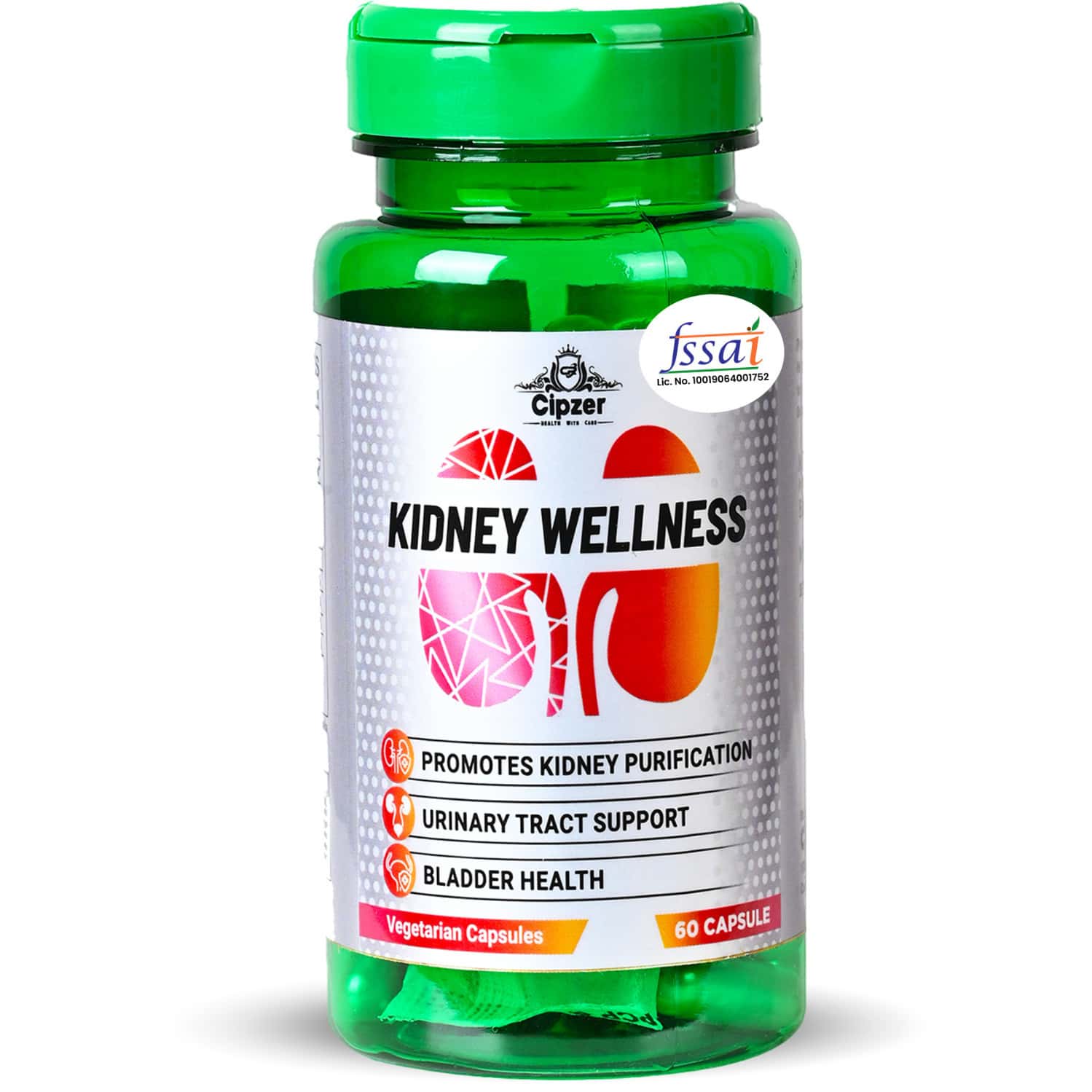 Cipzer Kidney Wellness Capsules Crafted For Kidney Stone Relief & Optimal Urinary Health 60 Capsules