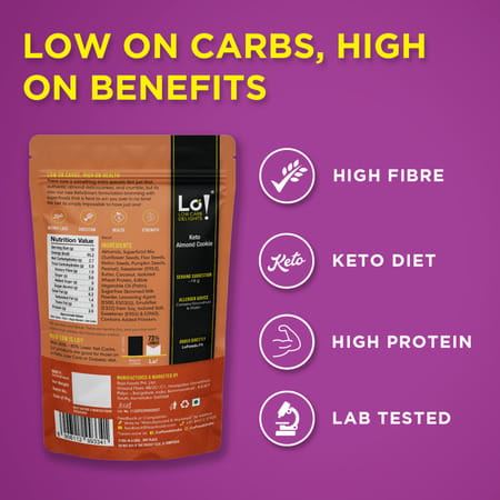 Lo! Low Carb Delights - Almond Keto Sugar Free Cookies (200g)