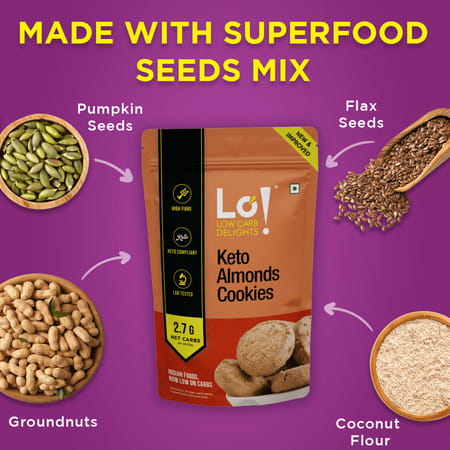 Lo! Low Carb Delights - Almond Keto Sugar Free Cookies (200g)
