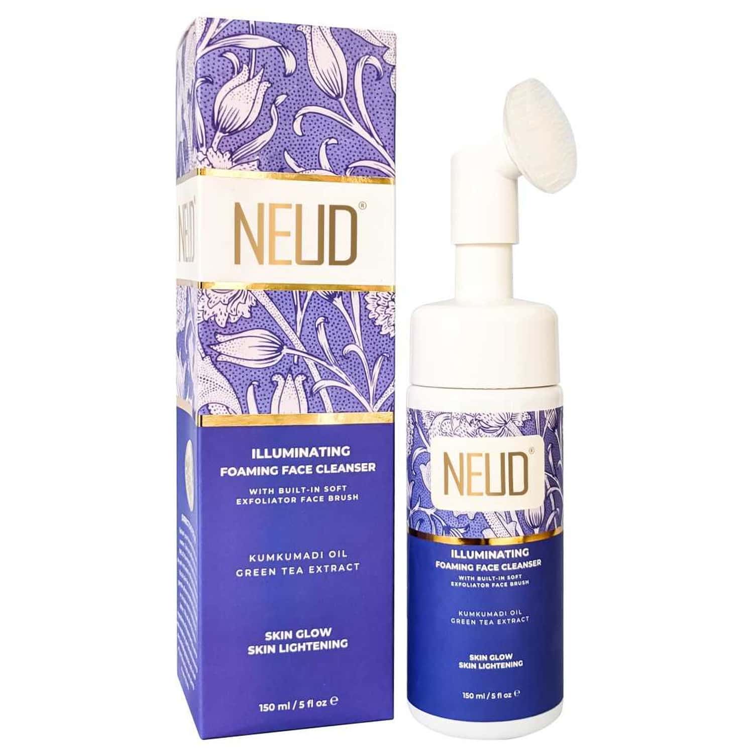 Neud Illuminating Foaming Face Cleanser With Kumkumadi Oil And Green Tea 1 Pack (150ml)