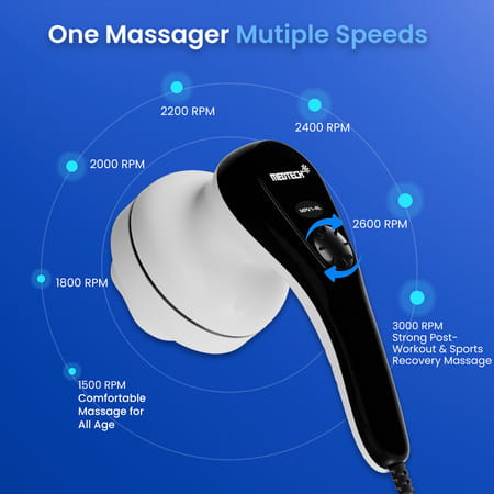 Medtech Manipol Electric Handheld Body Massager 4 Heads Adjustable Speed Massager For Back Foot Leg