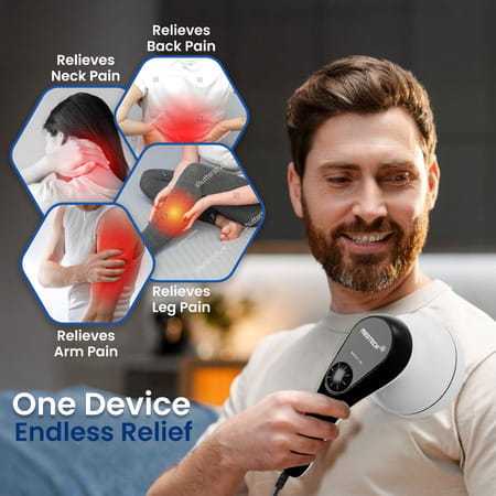 Medtech Manipol Electric Handheld Body Massager 4 Heads Adjustable Speed Massager For Back Foot Leg