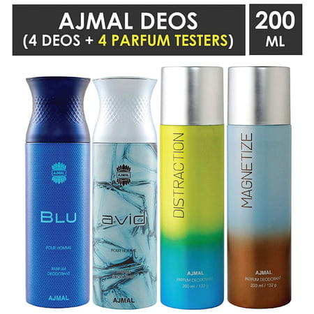 Ajmal Blu Homme | Avid Homme1 Distraction And 1 Magnetize Deodorants Each 200Ml Combo Pack Of 4