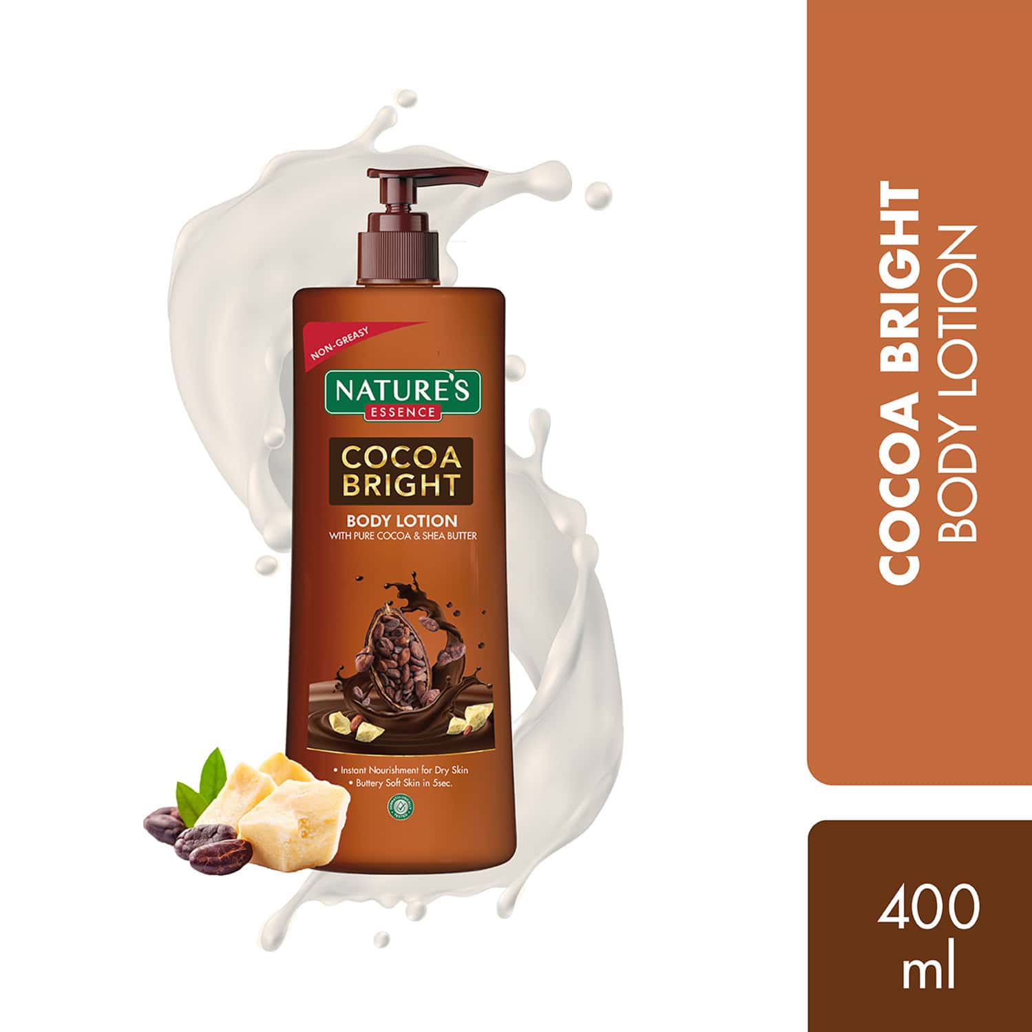 Nature's Essence Cocoa Bright Body Lotion With Pure Cocoa & Shea Butter | Buttery Soft Skin | 400ml