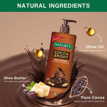 Nature'S Essence Cocoa Bright Body Lotion With Pure Cocoa & Shea Butter | Buttery Soft Skin | 400ml