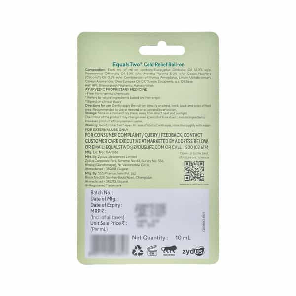 Equalstwo Cold Relief Roll On 10Ml