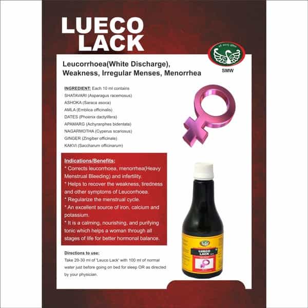 Smw's Uterine Health Tonic Lueco Lack For Leucorrhea Irregular Menses Pcod/Pcos 300 Ml