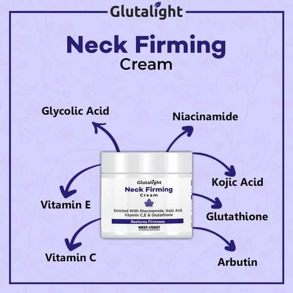Glutalight Neck Firming Cream With Glutathione Vitamin C E Niacinamide & Kojic Acid - 50Gm