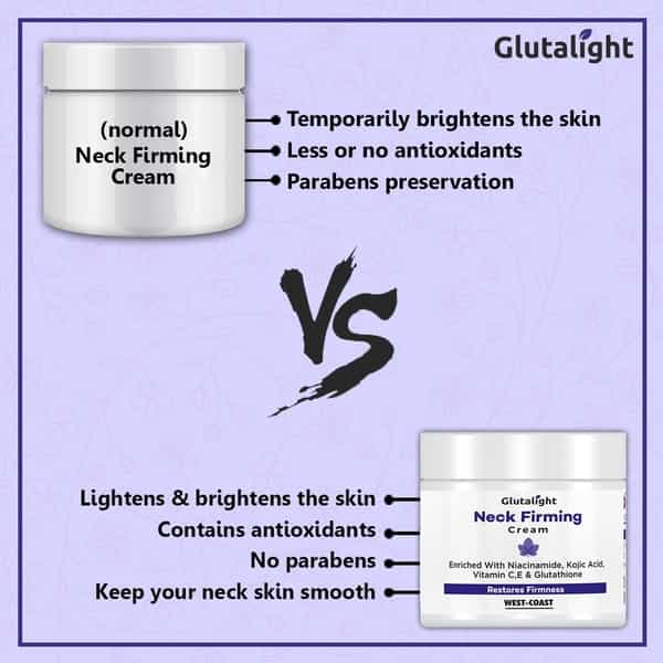 Glutalight Neck Firming Cream With Glutathione Vitamin C E Niacinamide & Kojic Acid - 50Gm