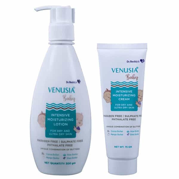 Venusia Baby Intensive Moisturizing Lotion 300Gm & Baby Intensive Moisturizing Cream 75Gm | Combo
