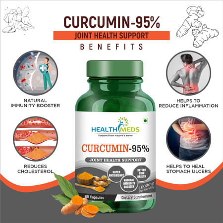 Healthmeds Curcumin 95% Antioxidents Supplement For Men & Women 1000mg/serving 60 Capsules