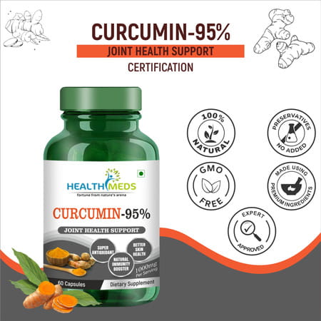 Healthmeds Curcumin 95% Antioxidents Supplement For Men & Women 1000mg/Serving 60 Capsules