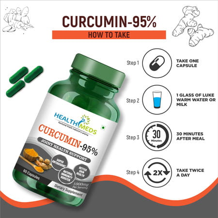 Healthmeds Curcumin 95% Antioxidents Supplement For Men & Women 1000mg/Serving 60 Capsules