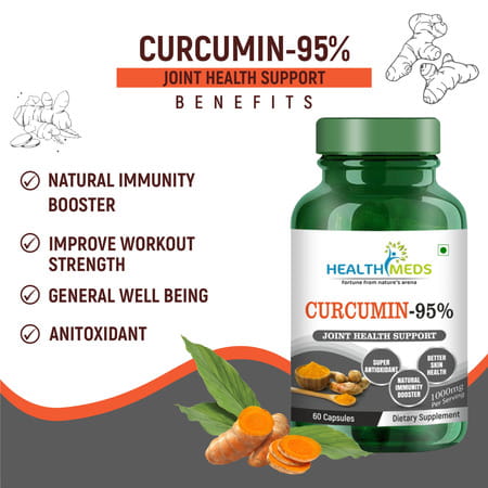 Healthmeds Curcumin 95% Antioxidents Supplement For Men & Women 1000mg/Serving 60 Capsules