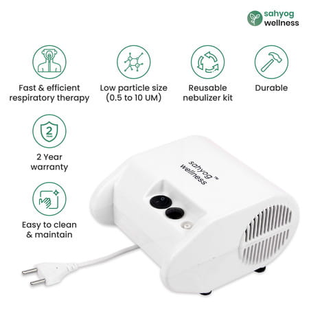 Sahyog Wellness Piston Compressor Nebulizer For Children & Adults With Flow Adjuster (White)