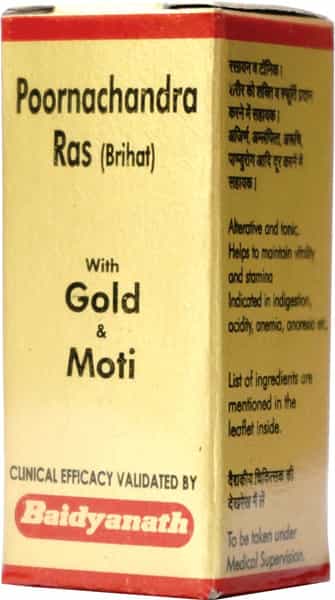 Baidyanath Asli Ayurved Purnachandra Ras (Brihat) With Gold & Moti - 10 Tablets