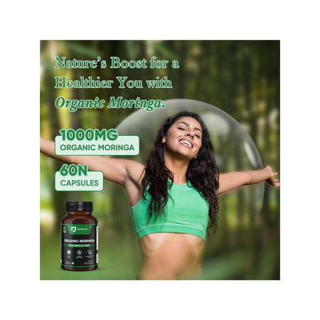 Denzour Nutrition Organic Moringa 1000Mg | Brain Function | Immunity & Digestion | 60 Veg Capsules