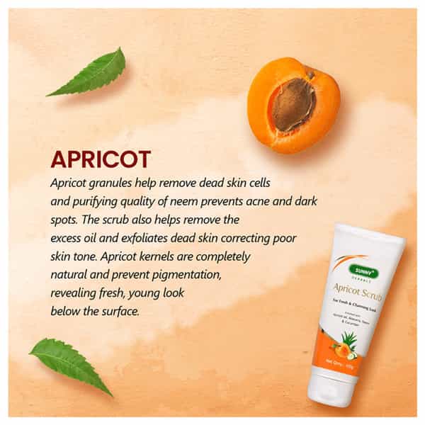Sunny Herbals Apricot Aloevera With Neem And Cucumber Scrub 100 Gm