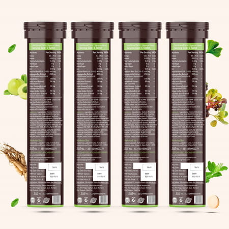 Vegan Greens Plant Based De-Stress Ayurvedic Natural Herbs Daily Stress Management 100 Effer.,Orange