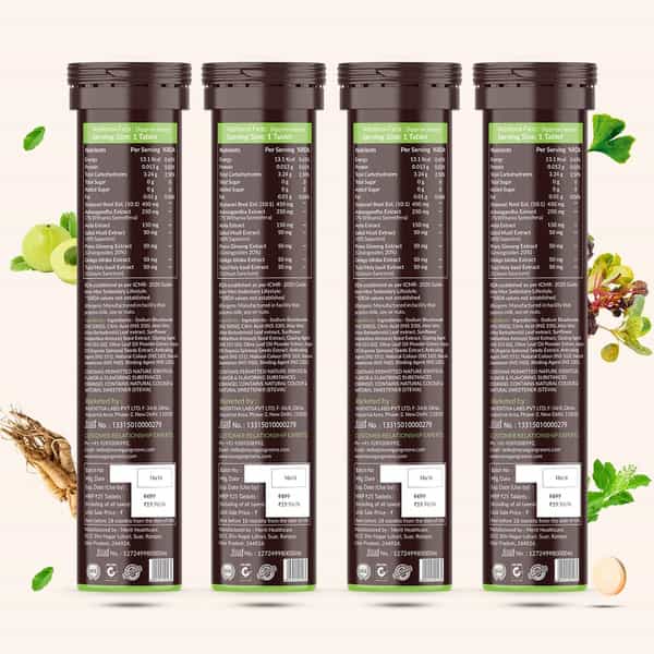 Vegan Greens Plant Based De-Stress Ayurvedic Natural Herbs Daily Stress Management 100 Effer.,Orange