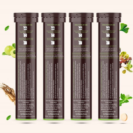 Vegan Greens Plant Based De-Stress Ayurvedic Natural Herbs Daily Stress Management 100 Effer.,Orange