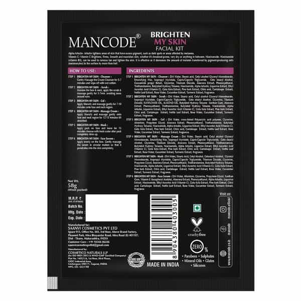 Mancode Brighten My Skin Facial Kit For Men 58Gm