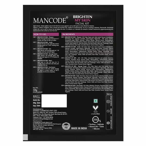 Mancode Brighten My Skin Facial Kit For Men 58Gm