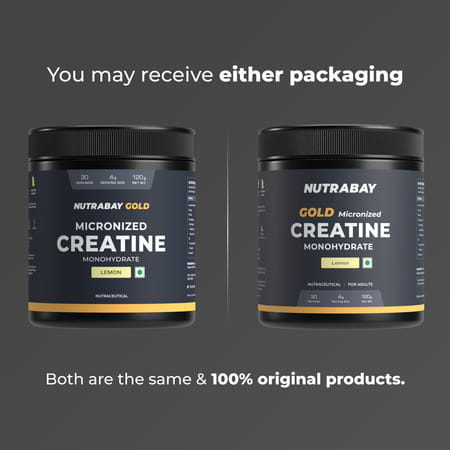 Nutrabay Gold Micronised Creatine Monohydrate Powder | Nabl Lab Tested | 3G/Serving - 120G (Lemon)