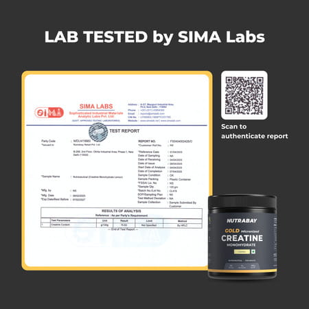 Nutrabay Gold Micronised Creatine Monohydrate Powder | Nabl Lab Tested | 3G/Serving - 120G (Lemon)