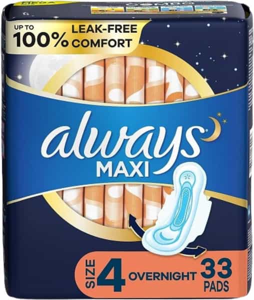 Always Maxi Overnight W/Flexi-Wings Unscented Pads | 33 Count