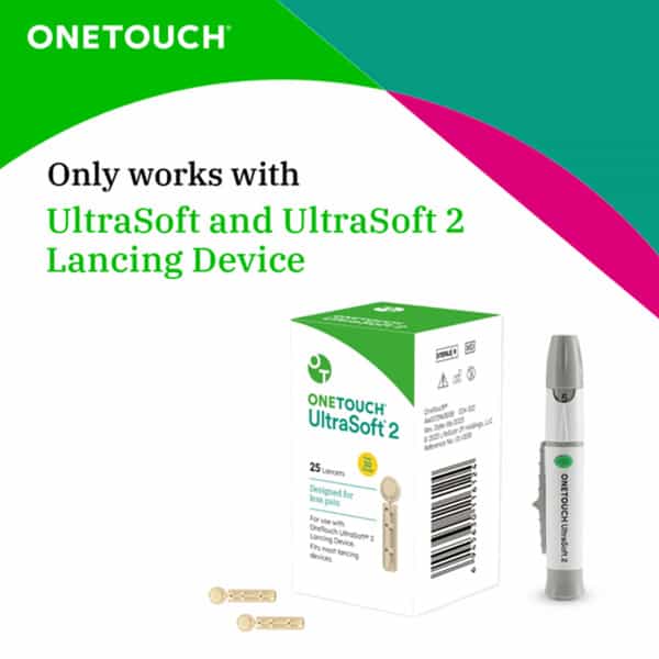 Onetouch Ultrasoft 2 | Pack Of 25 Lancets | For Use With Onetouch Ultrasoft 2 Lancing Device