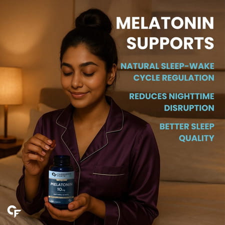 Carbamide Forte Melatonin 10 Mg Pills | Melatonin Tablet For Restful Deep Sleep - 100 Veg Tablets