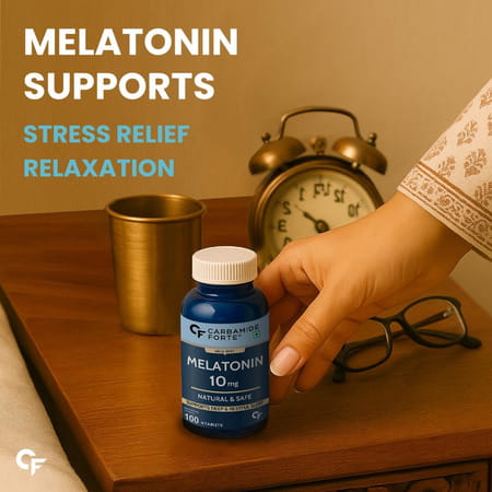 Carbamide Forte Melatonin 10 Mg Pills | Melatonin Tablet For Restful Deep Sleep - 100 Veg Tablets