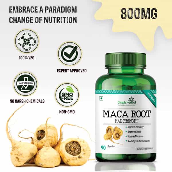 Simply Herbal Maca Root Extract Capsules For Men & Women - 90 Pills