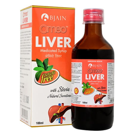 Bjain Omeo Liver Medicated Syrup . Sugar Free | Liver Health Tonic & Detoxification - 100ml