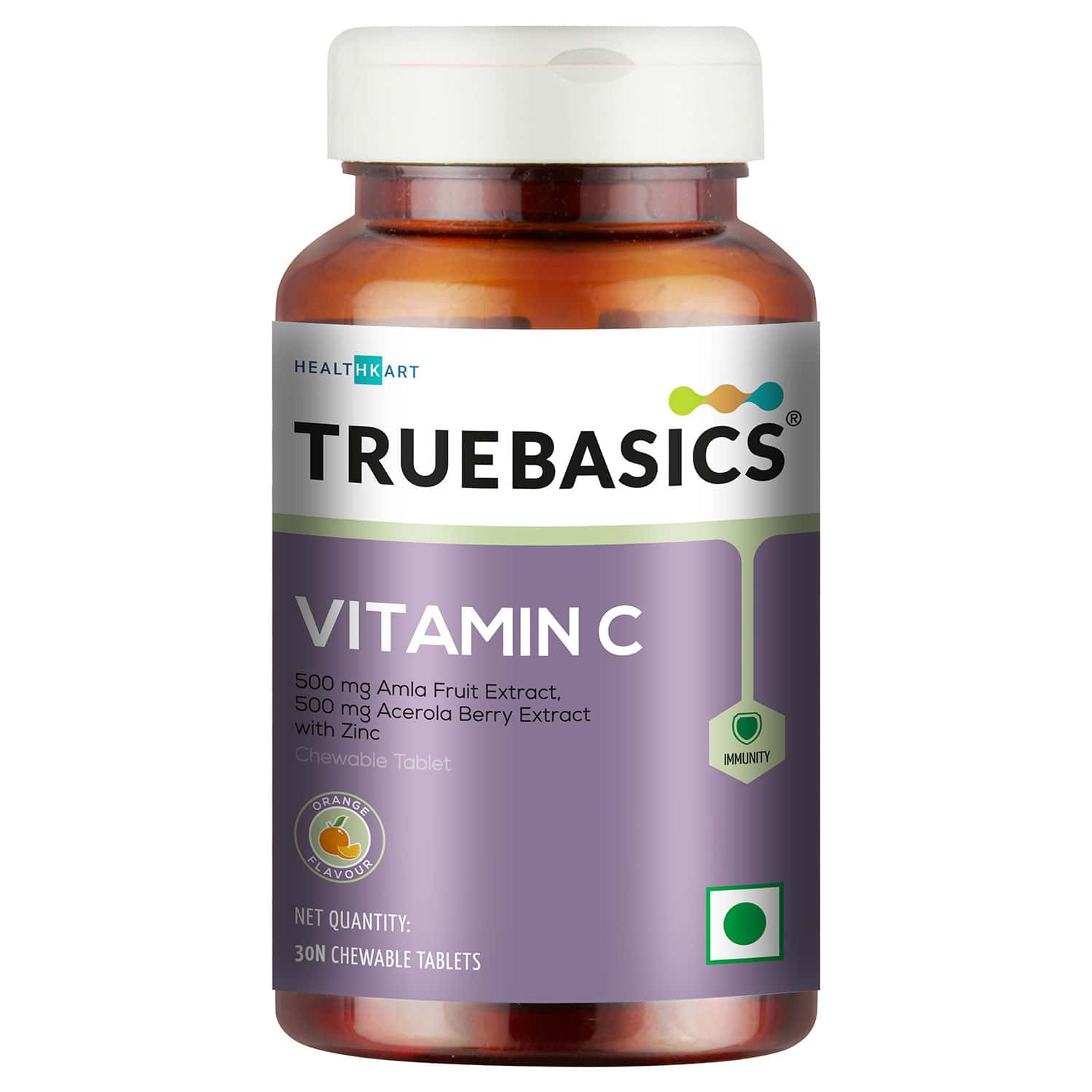 Truebasics Natural Vitamin C (40mg) With 10mg Zinc For Immunity Boost | 30 Tablet(S) | Unflavoured