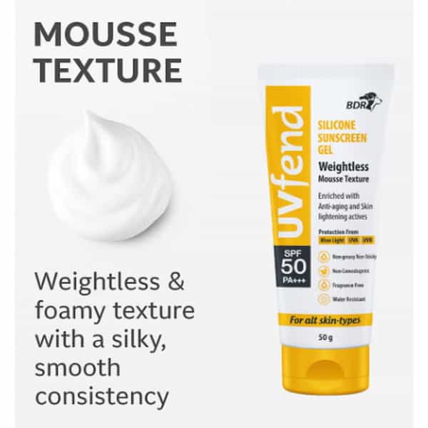 Uvfend Silicone Sunscreen Gel Spf 50 For All Skin Types 50 Gm