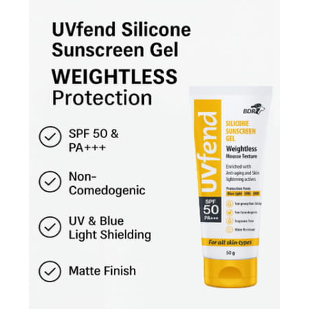 Uvfend Silicone Sunscreen Gel Spf 50 For All Skin Types 50 Gm
