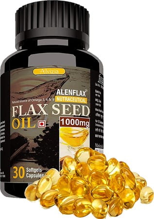 Alvizia Alenflax Premium Flaxseed Oil 1000mg -cold Pressed Omega 3 6&9- 30 Capsules