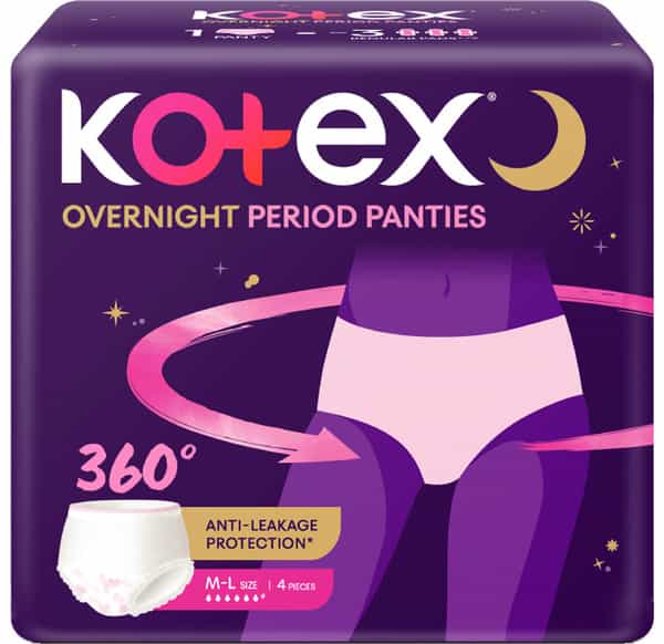 Buy KOTEX OVERNIGHT PERIOD PANTIES MEDIUM/LARGE SIZE PACK OF 4
