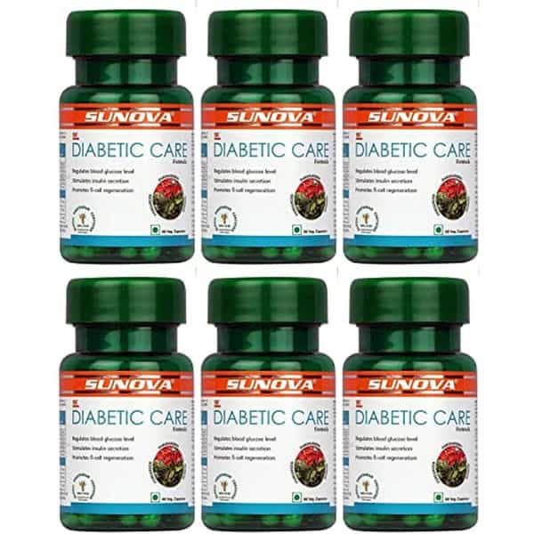 Sunova Diabetic Care Capsules | Fenugreek Gudmar And Daruharidra Extract - 60 Veg Capsules | 6 Packs