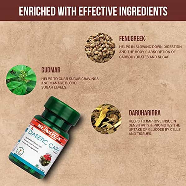 Sunova Diabetic Care Capsules | Fenugreek Gudmar And Daruharidra Extract - 60 Veg Capsules | 6 Packs