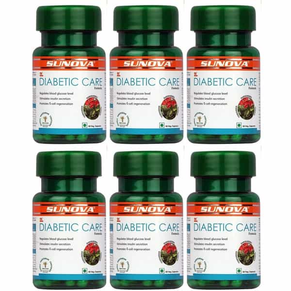 Sunova Diabetic Care Capsules | Fenugreek Gudmar And Daruharidra Extract - 60 Veg Capsules | 6 Packs