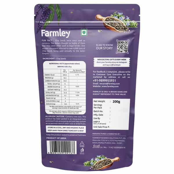 Farmley Chia Seeds Rich In Protein 200G