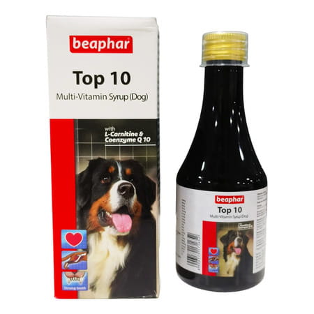 Beaphar Top 10 Multi-Vitamin Syrup For Dogs | 200Ml | Improves Overall Vitality & Internal Strength